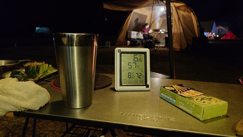 焼いた城の湯温泉センター３月中旬の夜の気温