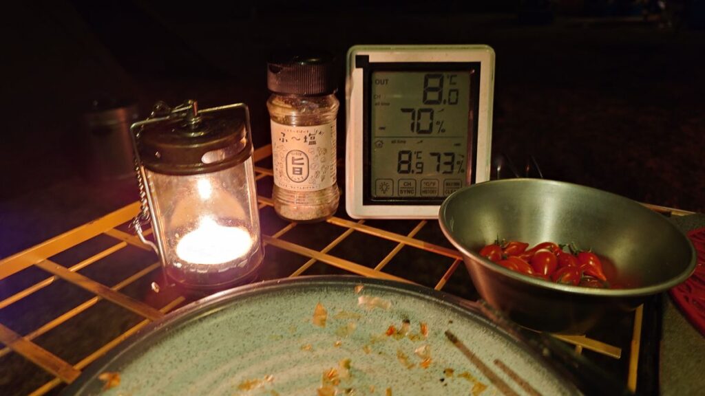 城の湯温泉センター夜の気温