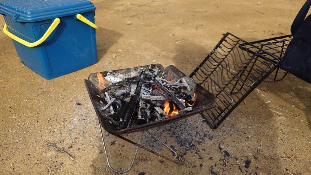 朝のたき火終焉