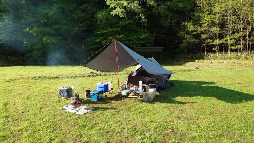 二日目朝のキャンプサイト