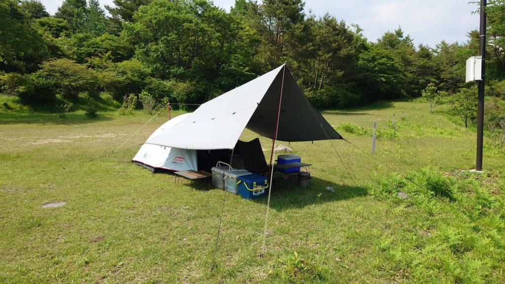 男前タープとツーリングドームST+のテントサイト