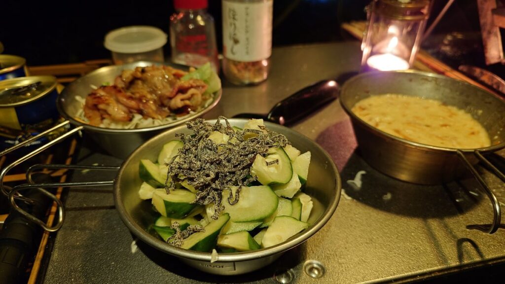 キュウリと塩昆布長の和え物