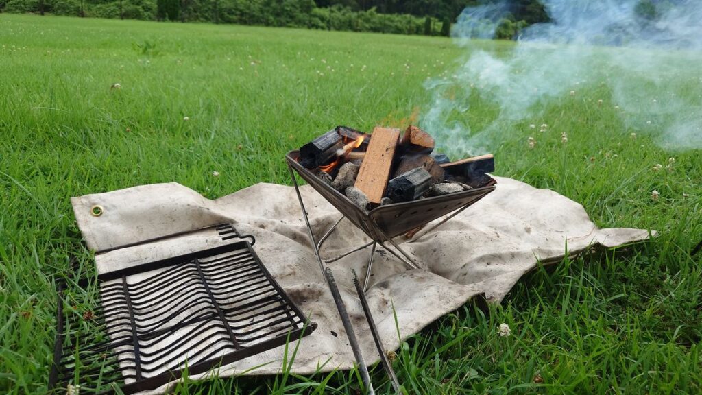 焚き火で形成備長炭の火起こし