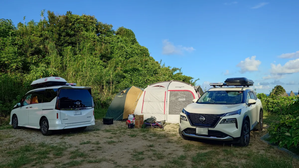 Alica Beach 南伊豆 オーシャンビューオート車2台駐車した様子