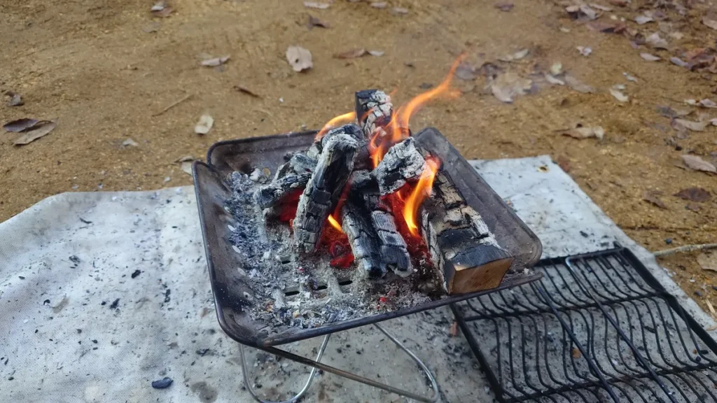 snow peak 炭床Pro Sを使った薪の燃焼