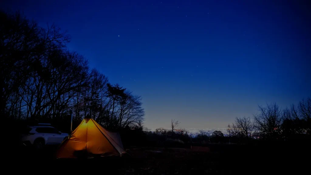 オートキャンプ場ナイトビューあかぎ展望サイトからの夜景