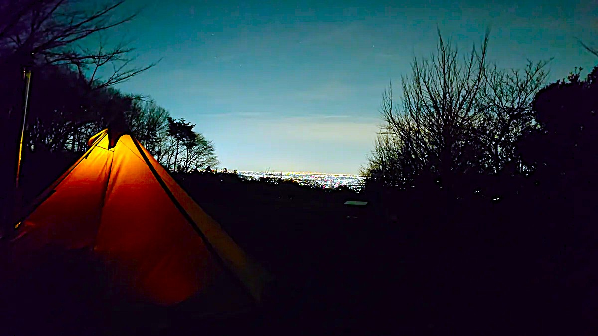 オートキャンプ場ナイトビューあかぎ林間サイトからの夜景