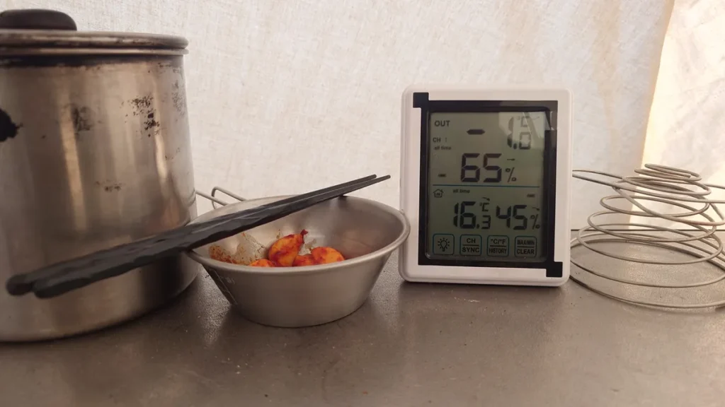 朝のテント内の気温