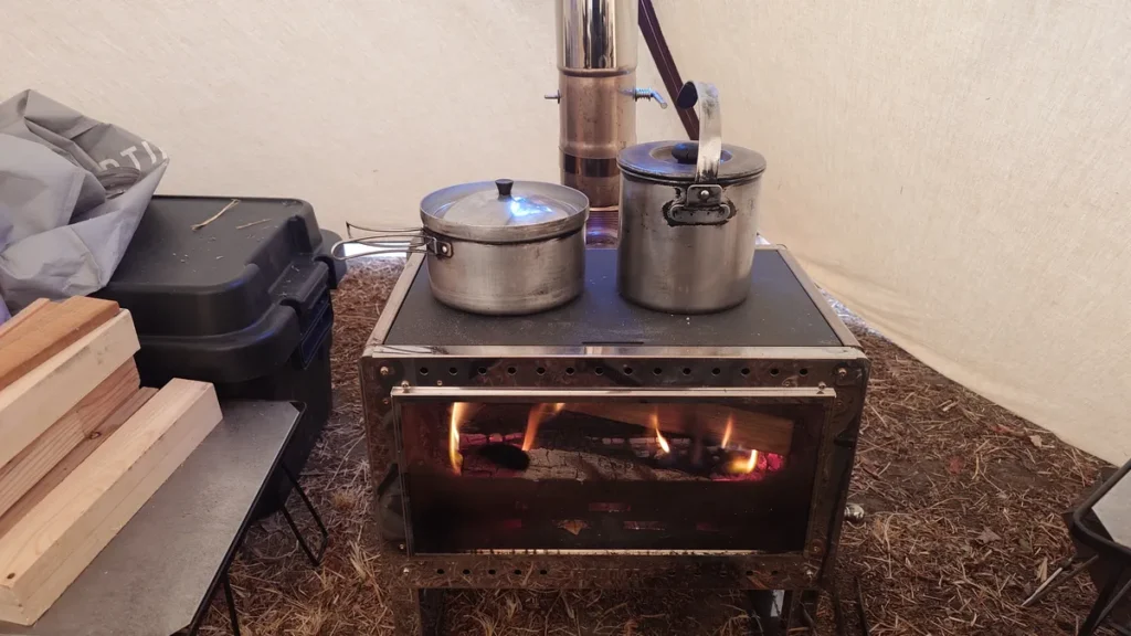 薪ストーブでの調理