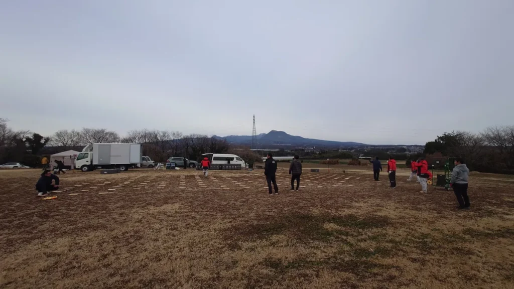 ドローンショーリハーサル準備