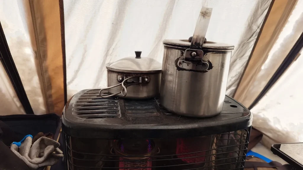 石油ストーブで炊飯
