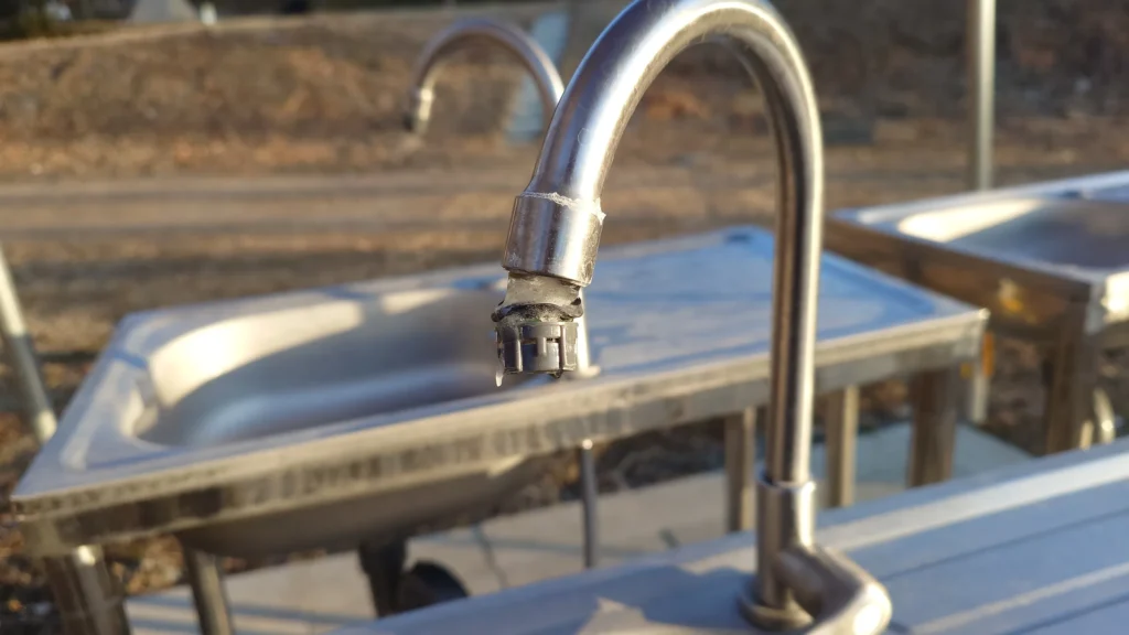 オートキャンプ場ナイトビューあかぎ凍った蛇口