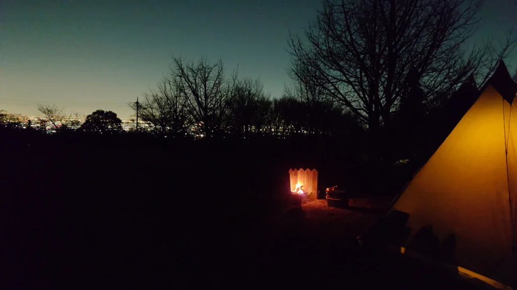オートキャンプ場ナイトビューあかぎ星空サイトからの夜景