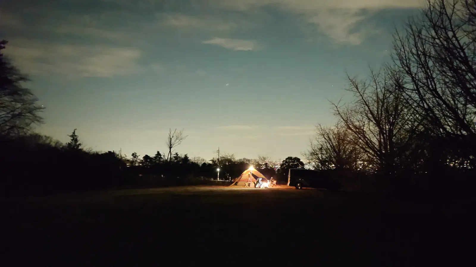 オートキャンプ場ナイトビューあかぎ星空サイトからの夜景
