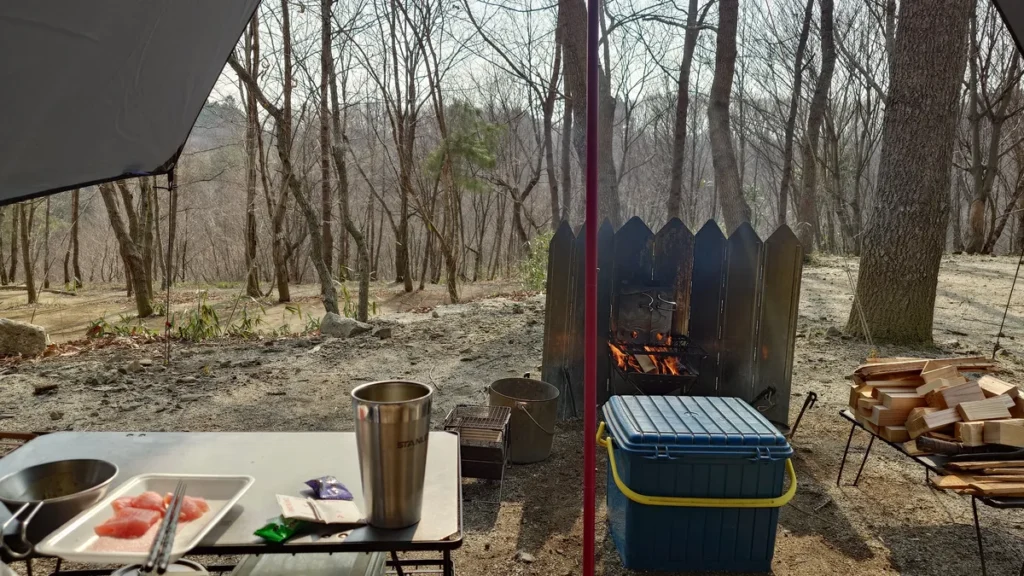 焚き火を眺めながら