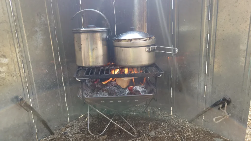 焚き火で調理
