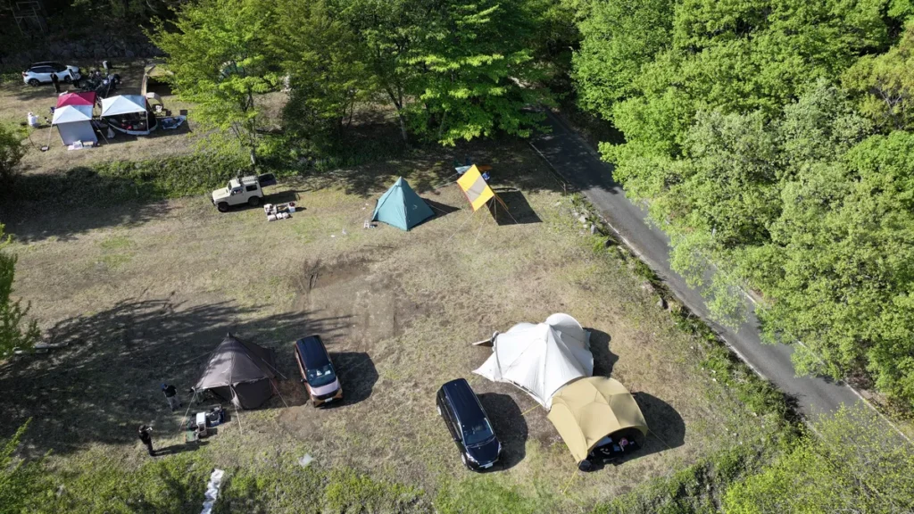 オートキャンプ場ナイトビューあかぎ展望サイト空撮