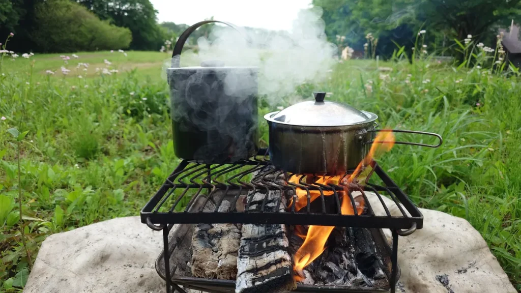 焚き火による炊飯