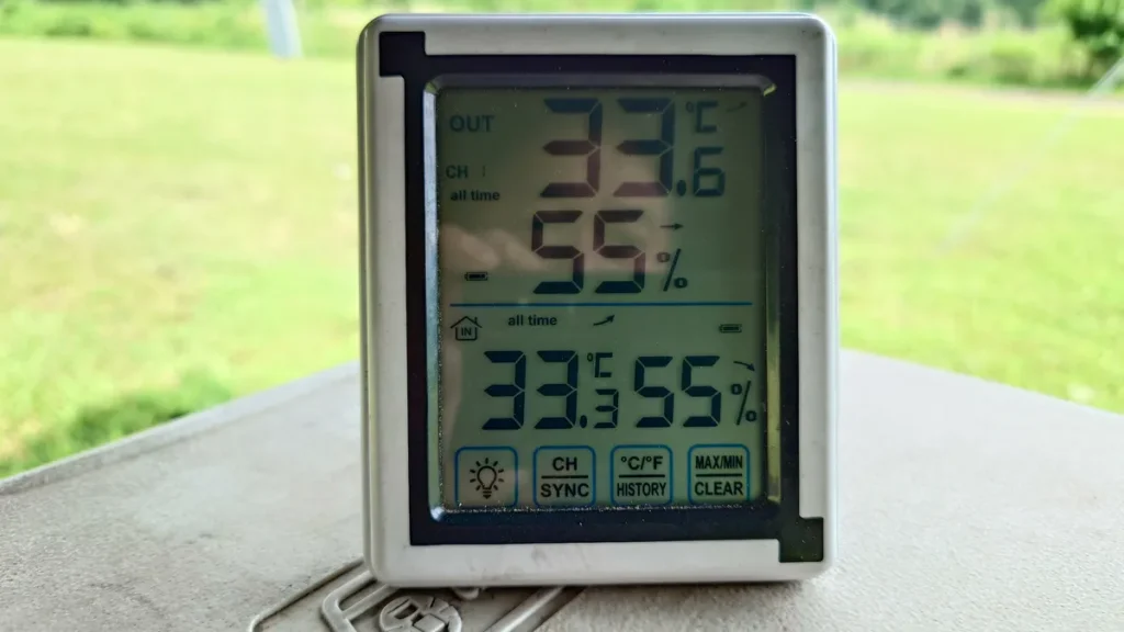 碓氷峠の森公園7月初旬テント設営時の気温