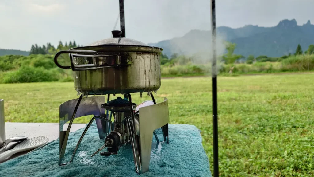 sotoシングルバーナーで炊飯
