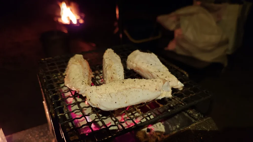 手羽中の炭火焼き