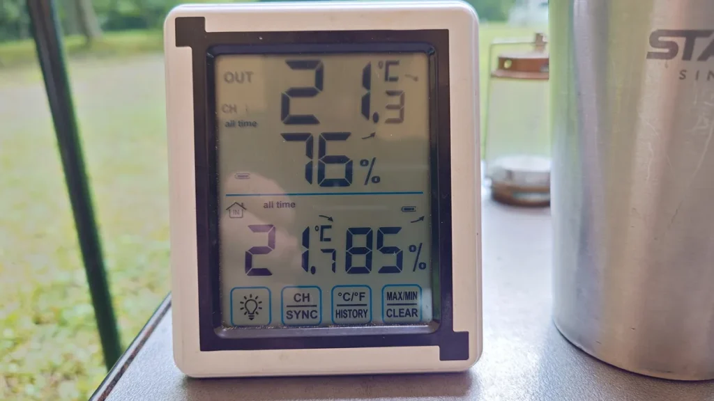 安ヶ森キャンプ場お盆前の気温