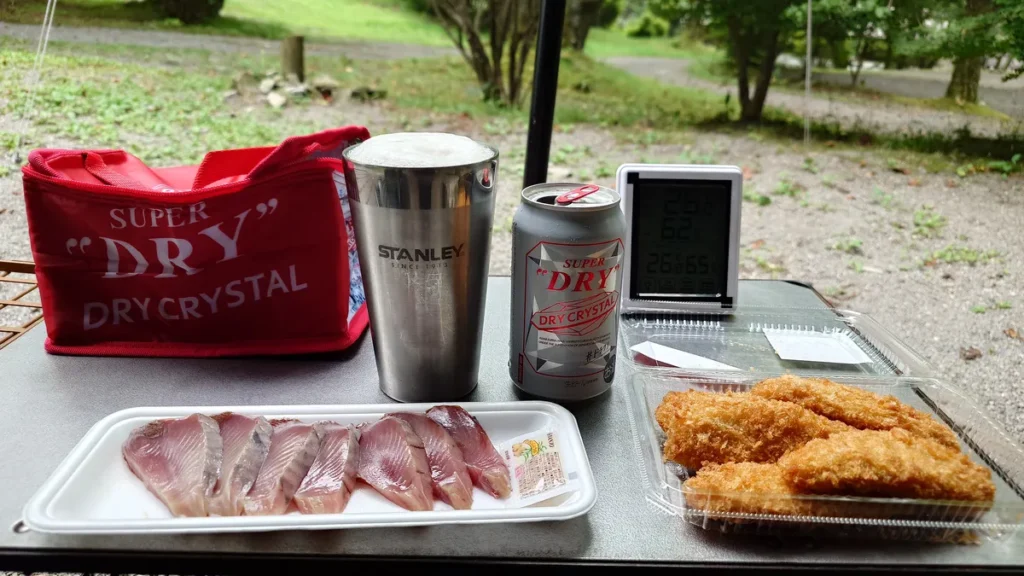 刺身と鶏ささみフライで乾杯