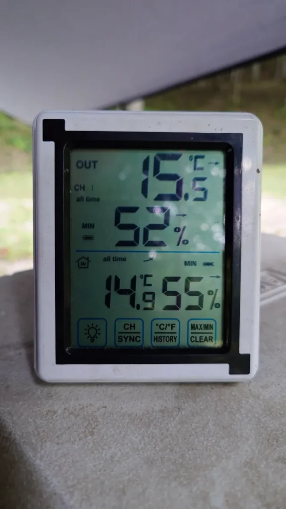 8月末のワイルドフィールズおじかの最低気温