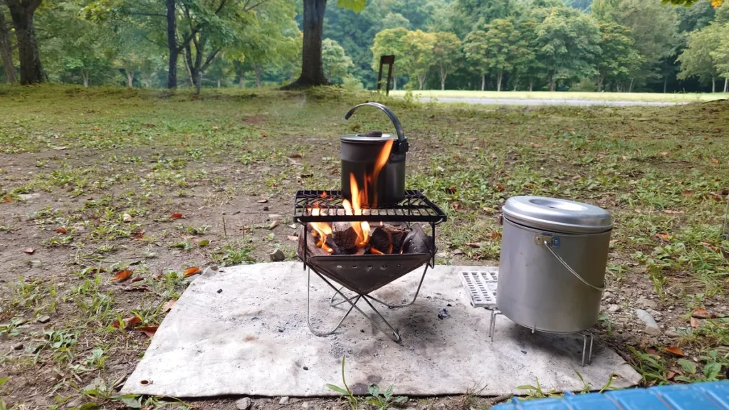 焚き火で湯沸かし
