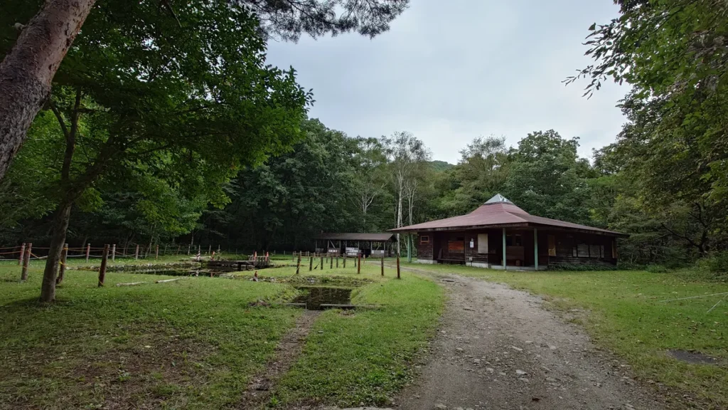 しらかば公園キャンプ場フリーサイトトイレ周辺