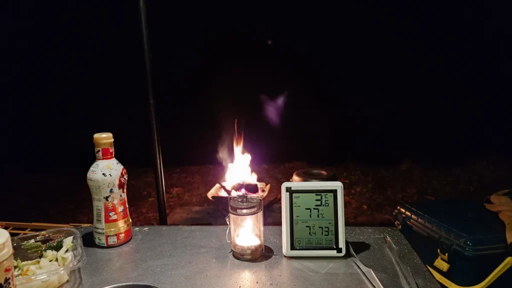 ささの湯キャンプ場午後９時の気温