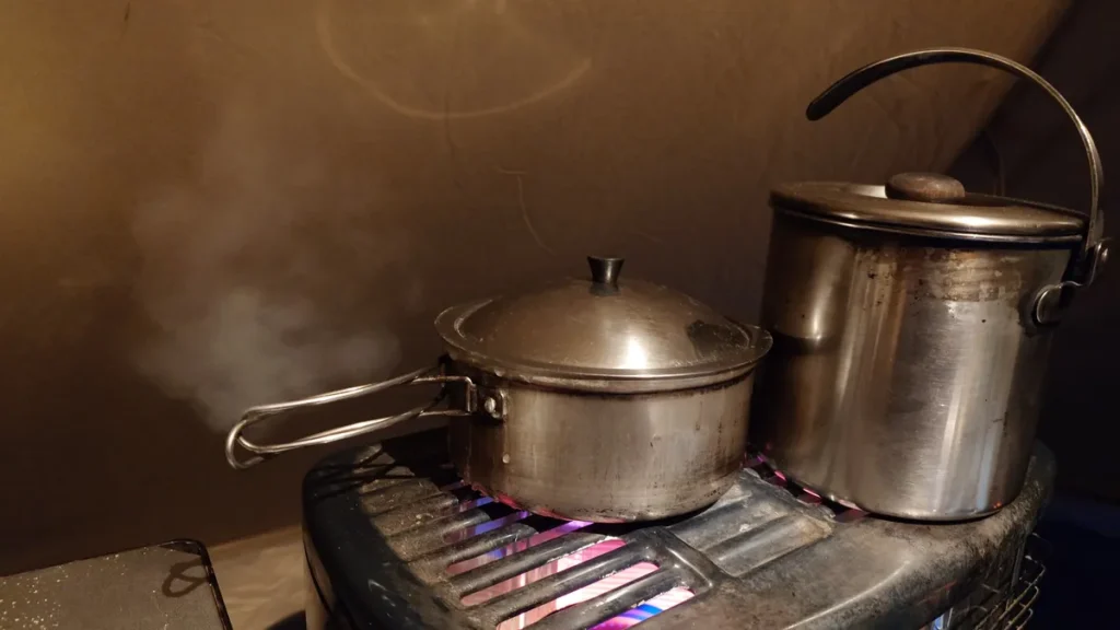 石油ストーブでの炊飯