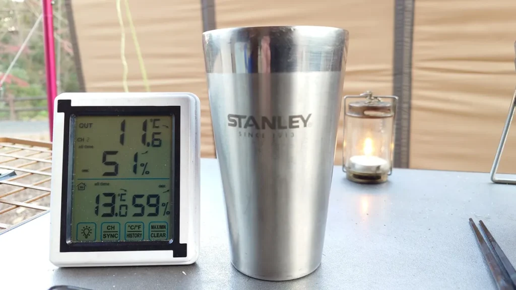 里山VILLAGE四季彩館キャンプ場午後４時過ぎの気温