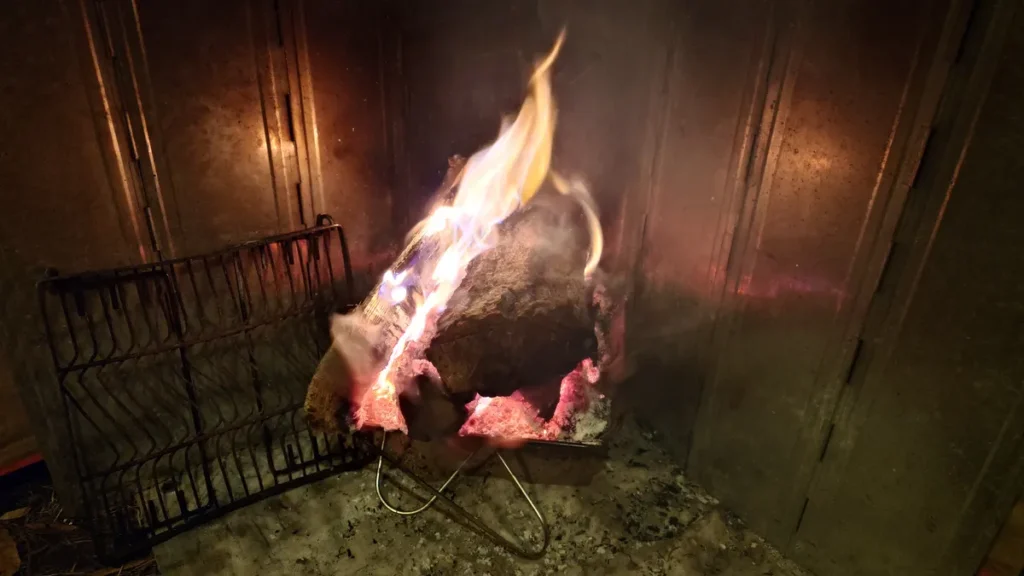 焚き火巨大薪もえる