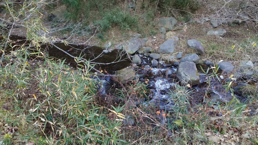 上増田温泉砦乃湯キャンプ場奥から見下ろした増田川