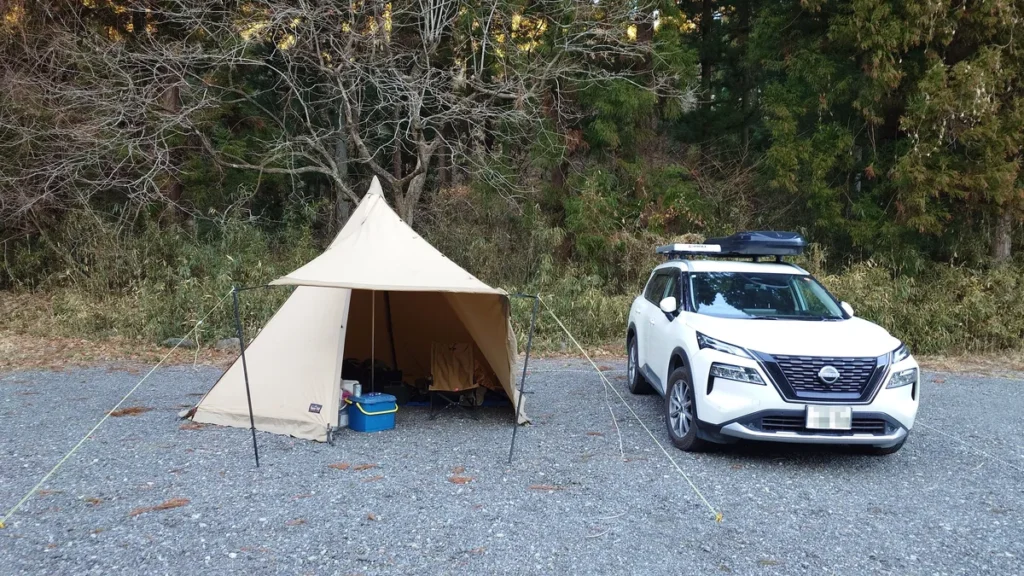 上増田温泉砦乃湯キャンプ場tassoTC六角形前面跳ね上げ
