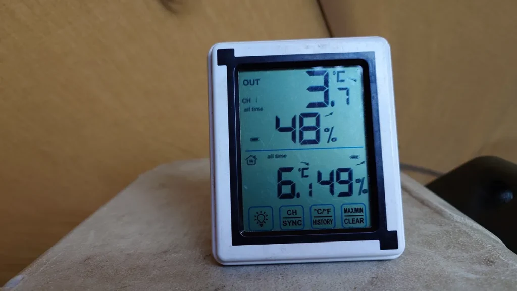 上増田温泉砦乃湯冬至の午後4時半の気温