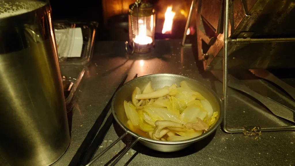 もつ鍋完成で温まる