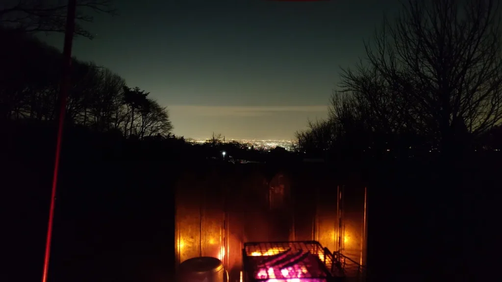 オートキャンプ場ナイトぶーあかぎ林間サイトからの夜景