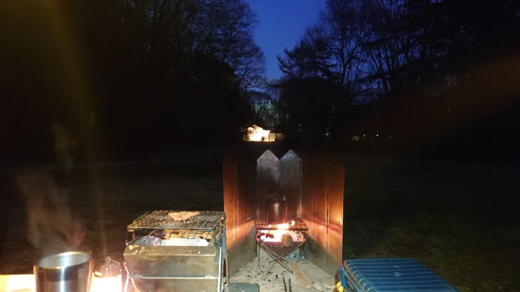 夜のサンランド栃木オートキャンプ場ソロエリア１