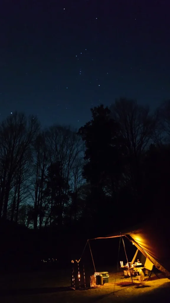 マイテントと天空のオリオン座