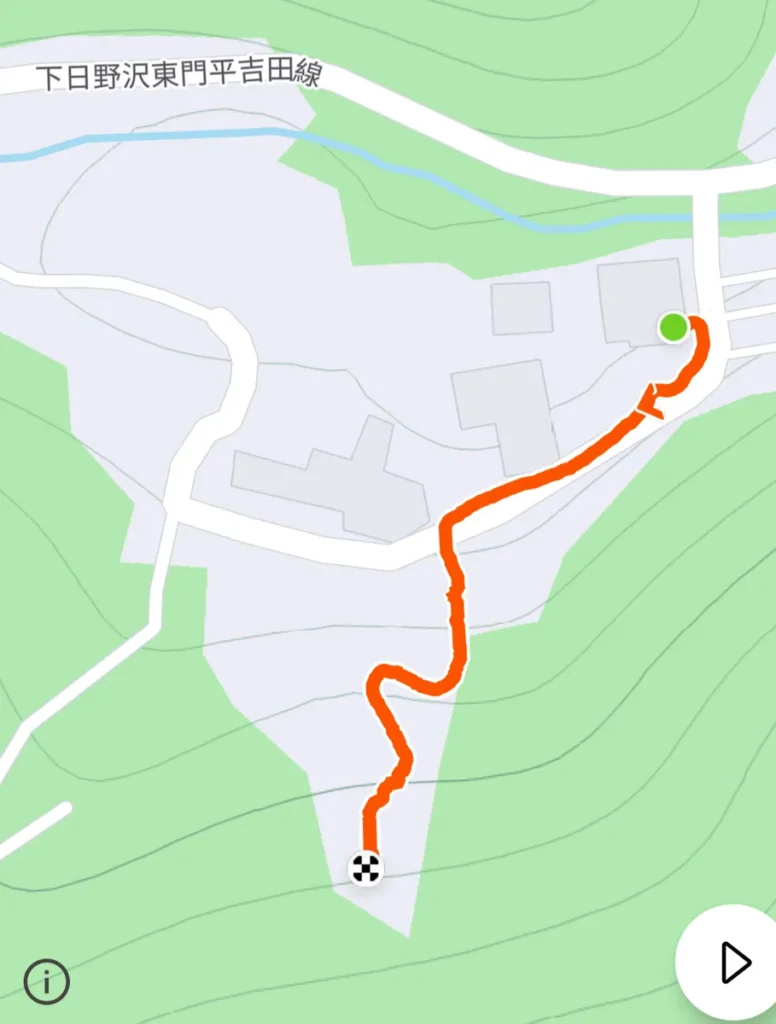 満願ビレッジオートキャンプ場テントサイトから満願の湯までのルート